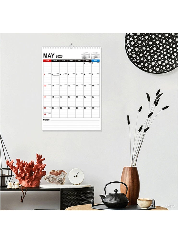 2026 Wall Calendar, Large Vertical 18 Monthly Calendar with Hanging Hook 2026, Wall Calendar Jan 2026 - Jun 2027, Twin-Wire Binding with Writing Block for Planning & Organizing, Premium Paper, Suitable for Keeping Important Dates, Perfect for Organizing - Image 5